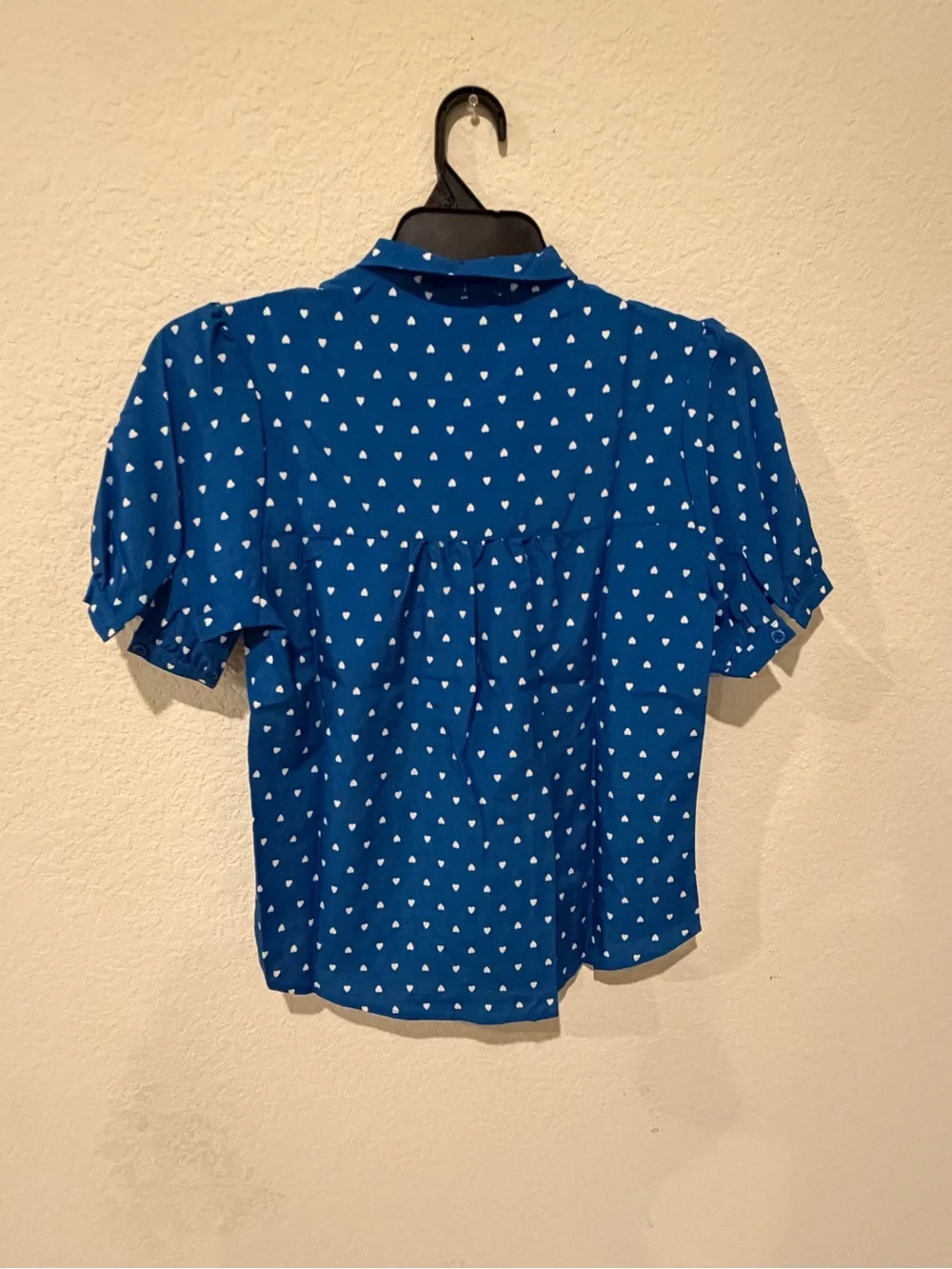 Tolipa Royal Blue Heart Print Button-Up Blouse - Picture 2 of 3